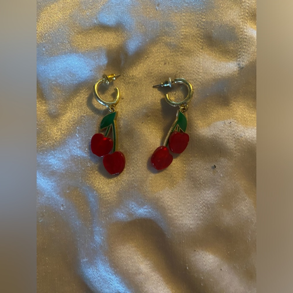 Adorable cherry earrings